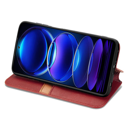 For Xiaomi Poco X5 5G / Redmi Note 12 5G (Global) / (China) / (India) Phone Cover Rhombus Imprint Stand Leather Wallet Case