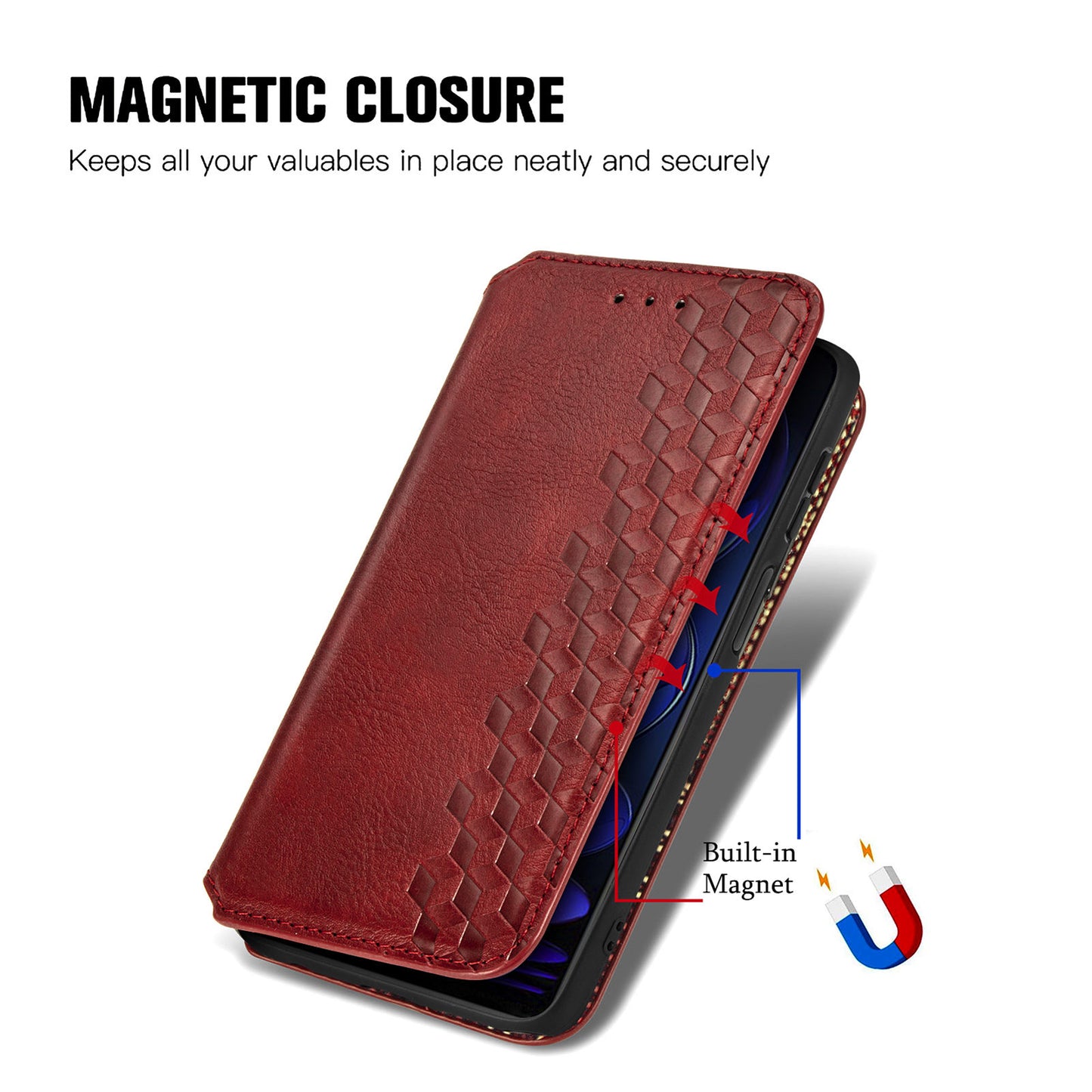 For Xiaomi Poco X5 5G / Redmi Note 12 5G (Global) / (China) / (India) Phone Cover Rhombus Imprint Stand Leather Wallet Case