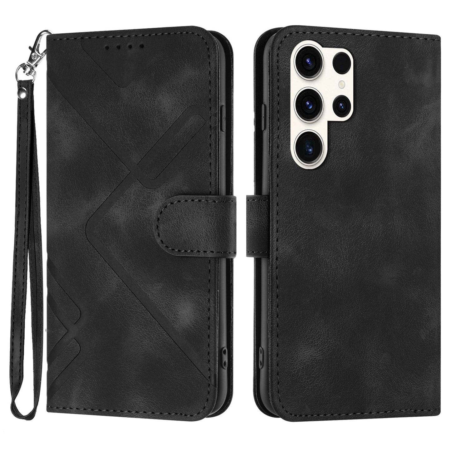 YX0040 For Samsung Galaxy S23 Ultra Phone Case Leather Wallet Stand Imprinted Cover