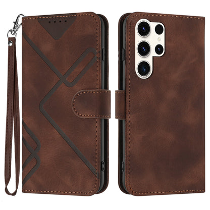 YX0040 For Samsung Galaxy S23 Ultra Phone Case Leather Wallet Stand Imprinted Cover