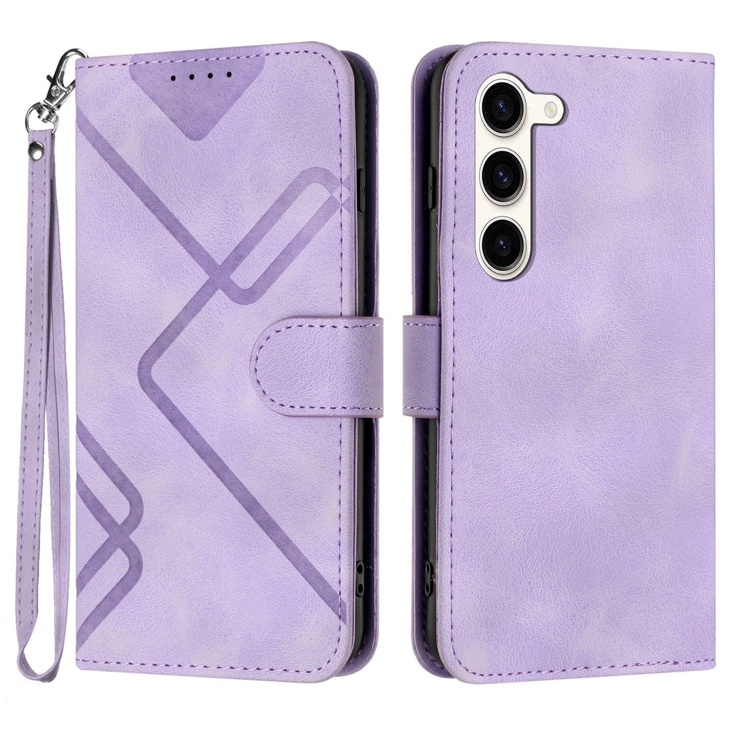 YX0040 For Samsung Galaxy S23 Anti-Fingerprint Stand Cover Imprinted Pattern PU Leather Phone Case Wallet