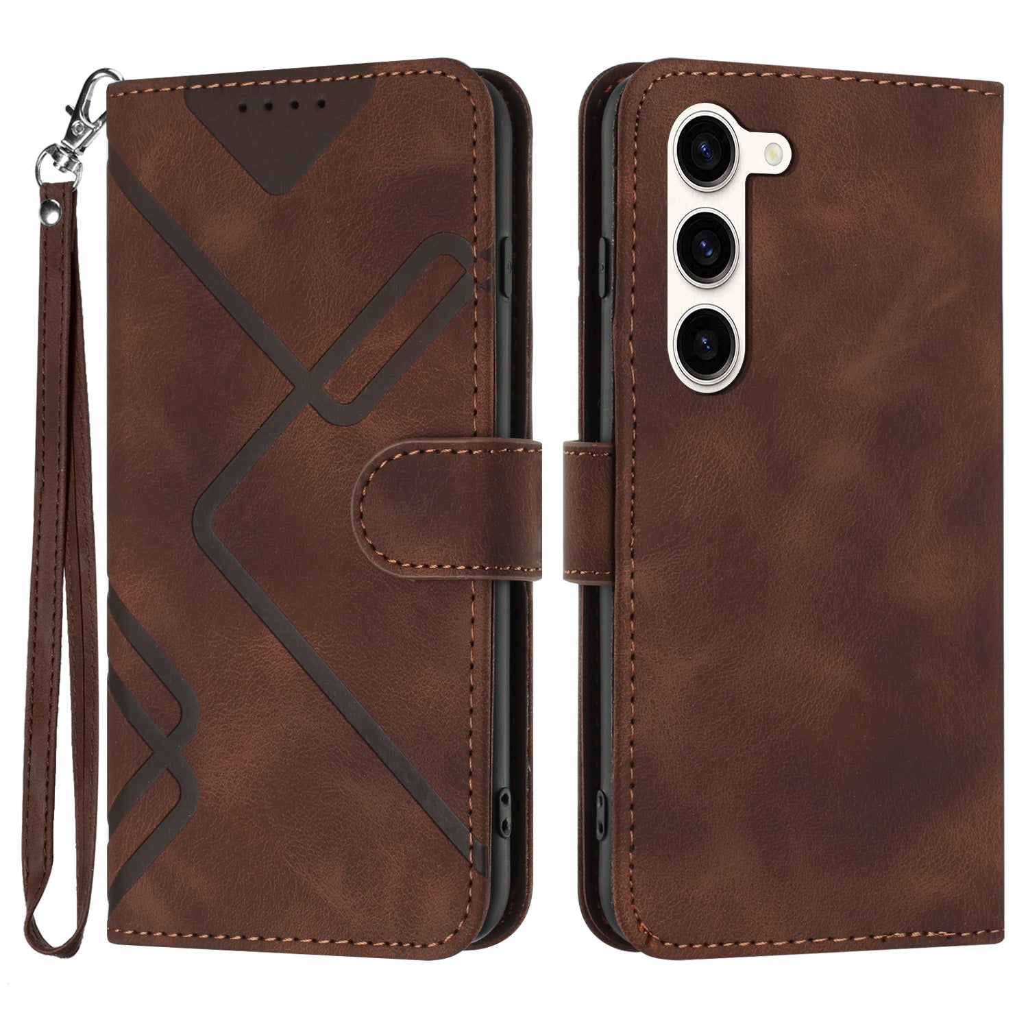 YX0040 For Samsung Galaxy S23 Anti-Fingerprint Stand Cover Imprinted Pattern PU Leather Phone Case Wallet