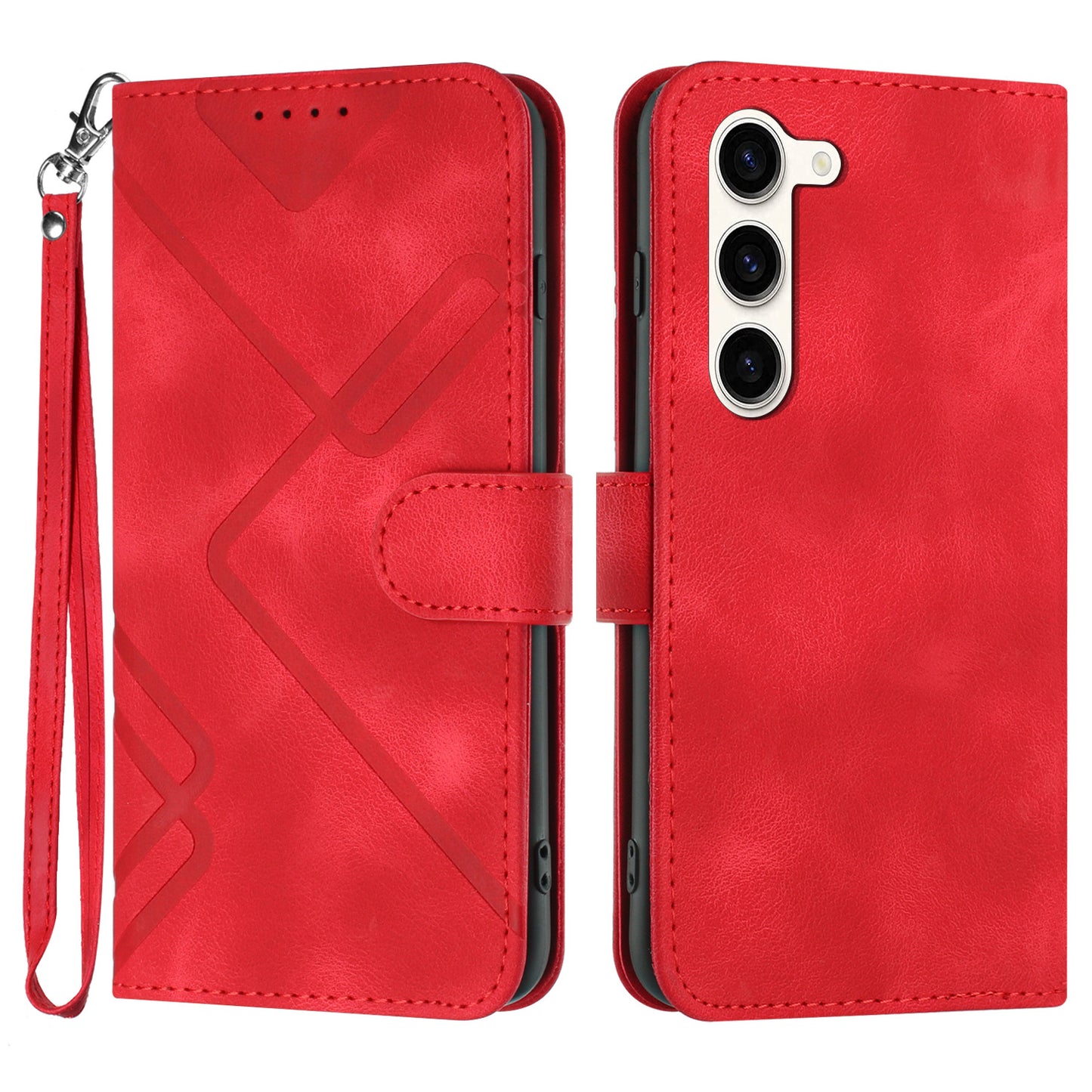 YX0040 For Samsung Galaxy S23 Anti-Fingerprint Stand Cover Imprinted Pattern PU Leather Phone Case Wallet