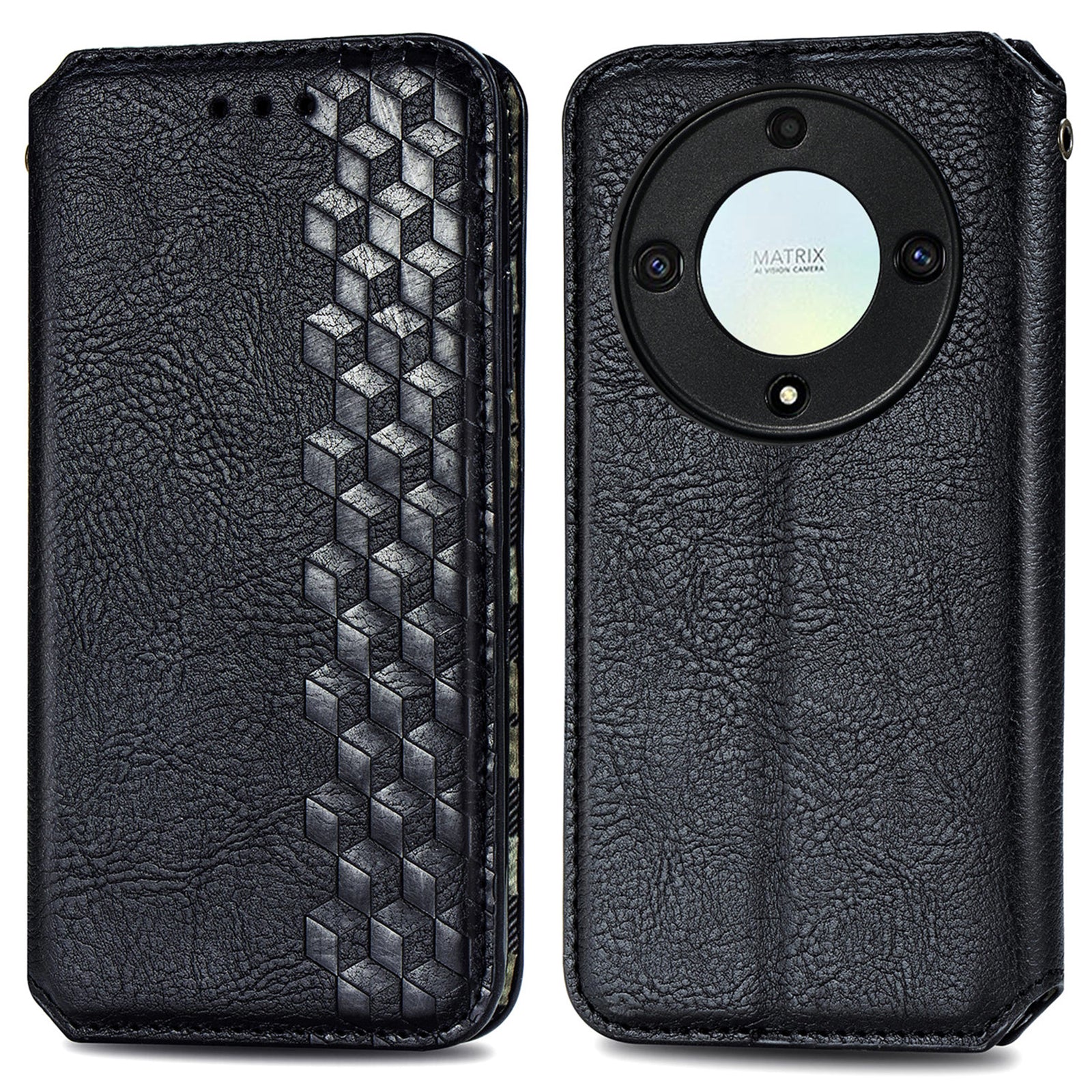For Honor X40 5G / X9a 5G / Magic5 Lite 5G Rhombus Imprint Shockproof Cover Leather Wallet Stand Phone Case