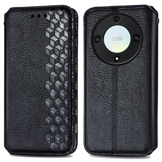 For Honor X40 5G / X9a 5G / Magic5 Lite 5G Rhombus Imprint Shockproof Cover Leather Wallet Stand Phone Case
