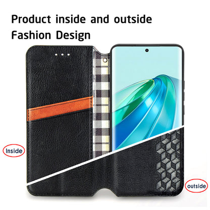 For Honor X40 5G / X9a 5G / Magic5 Lite 5G Rhombus Imprint Shockproof Cover Leather Wallet Stand Phone Case