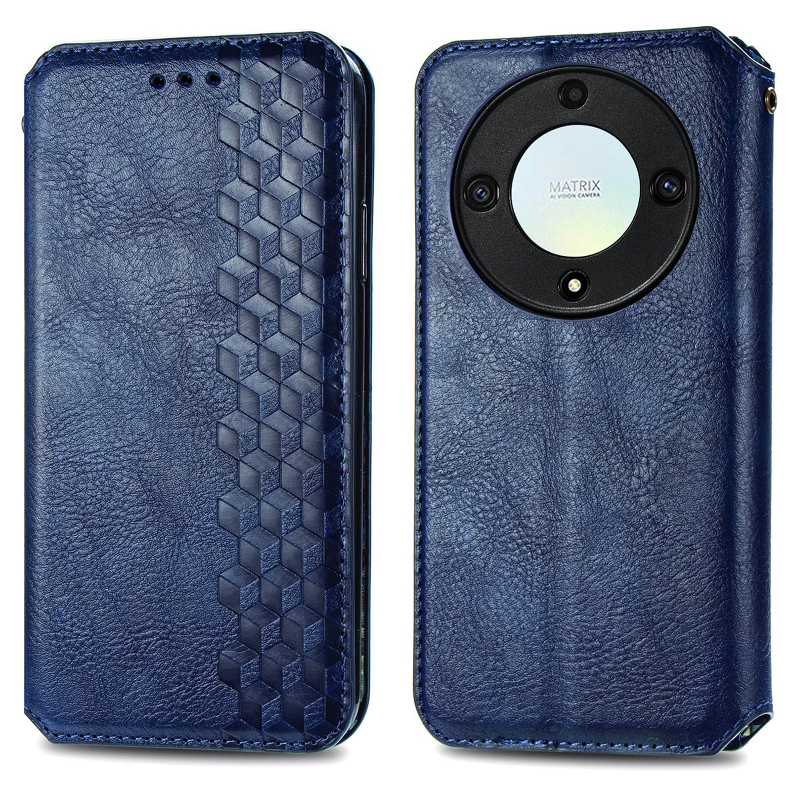 For Honor X40 5G / X9a 5G / Magic5 Lite 5G Rhombus Imprint Shockproof Cover Leather Wallet Stand Phone Case