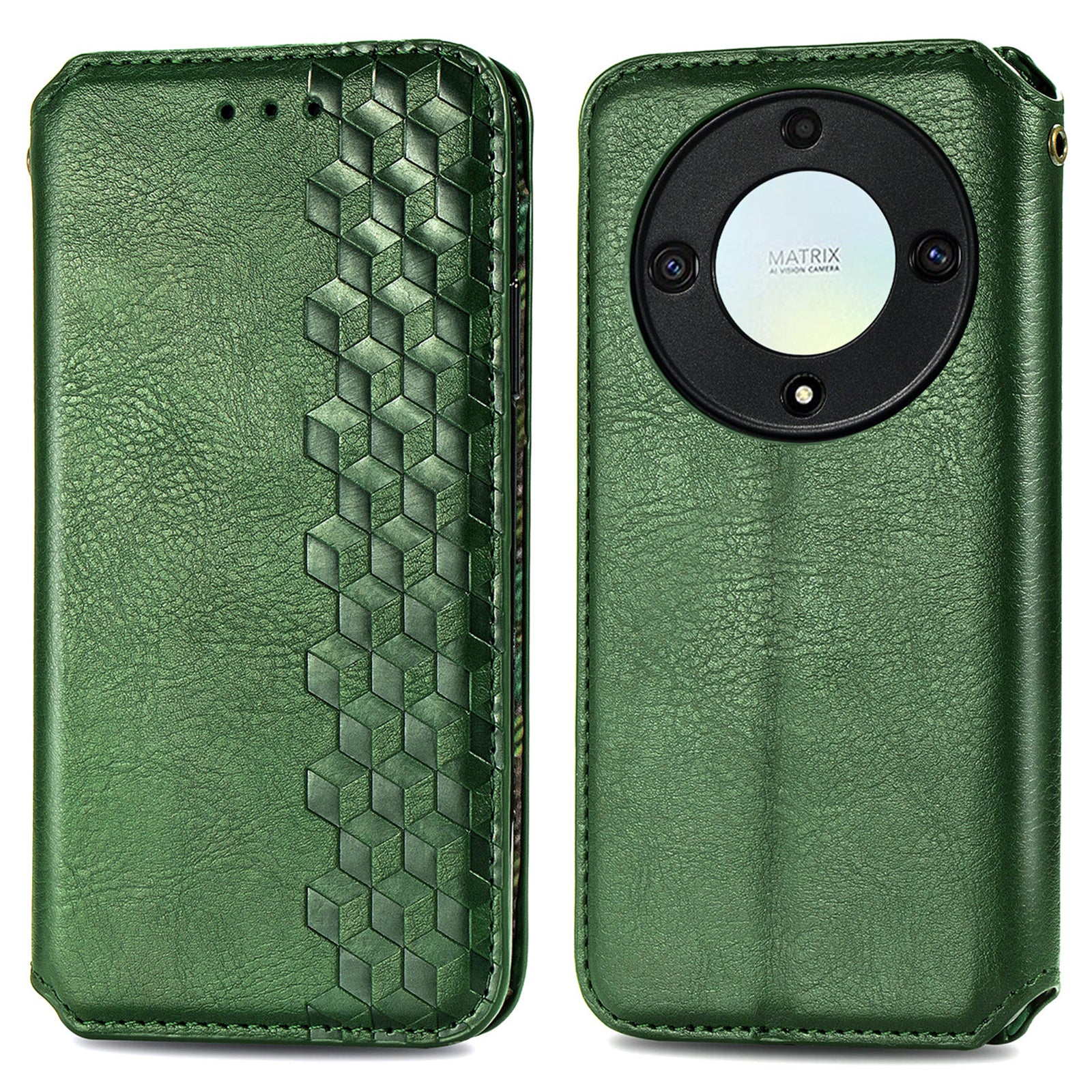 For Honor X40 5G / X9a 5G / Magic5 Lite 5G Rhombus Imprint Shockproof Cover Leather Wallet Stand Phone Case