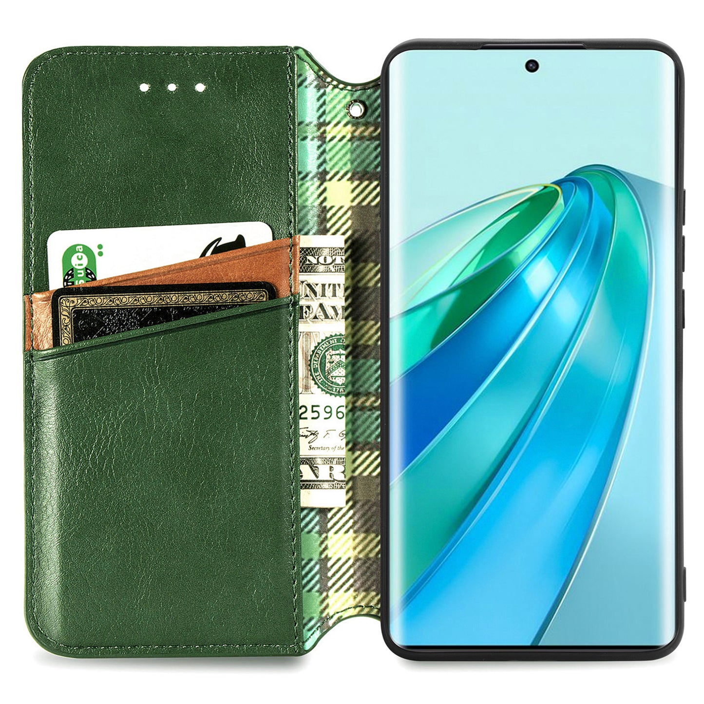 For Honor X40 5G / X9a 5G / Magic5 Lite 5G Rhombus Imprint Shockproof Cover Leather Wallet Stand Phone Case
