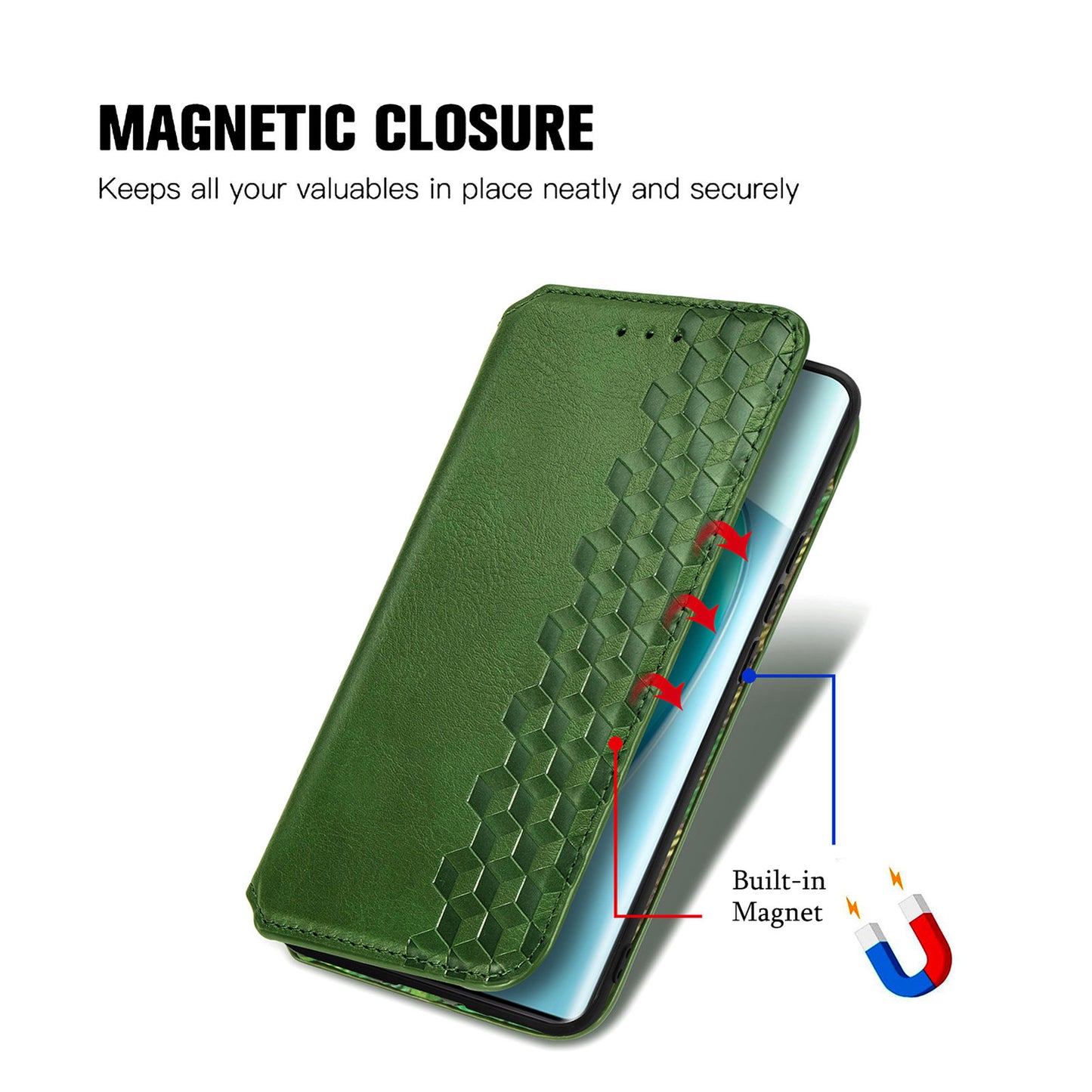 For Honor X40 5G / X9a 5G / Magic5 Lite 5G Rhombus Imprint Shockproof Cover Leather Wallet Stand Phone Case