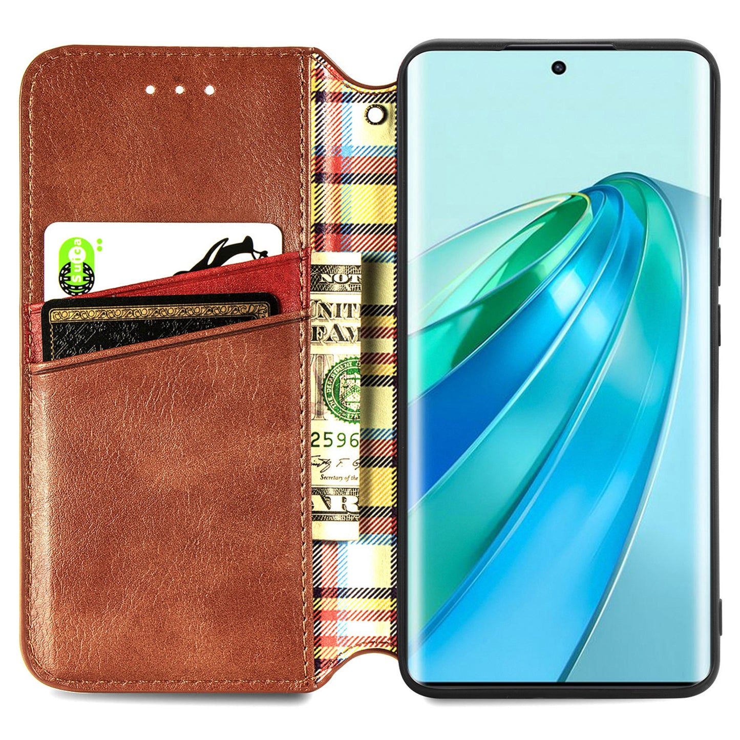 For Honor X40 5G / X9a 5G / Magic5 Lite 5G Rhombus Imprint Shockproof Cover Leather Wallet Stand Phone Case