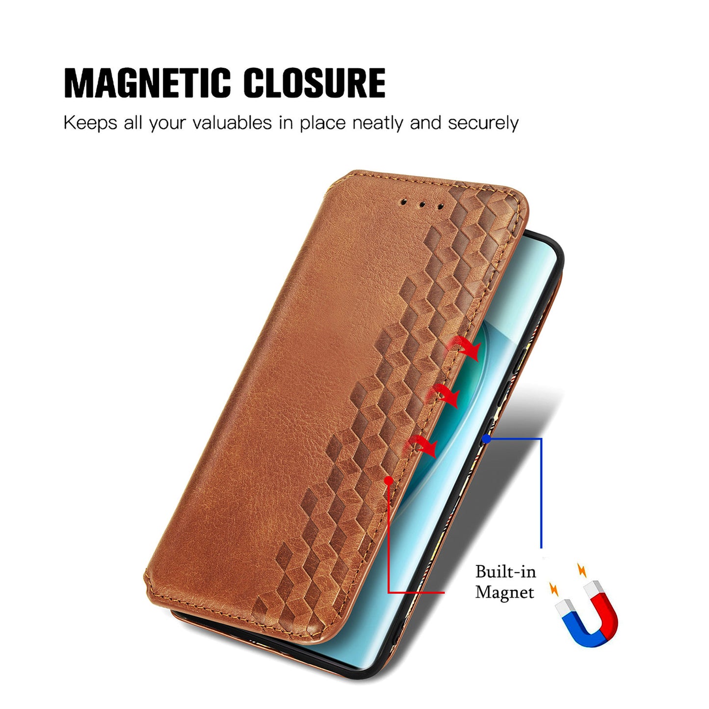 For Honor X40 5G / X9a 5G / Magic5 Lite 5G Rhombus Imprint Shockproof Cover Leather Wallet Stand Phone Case