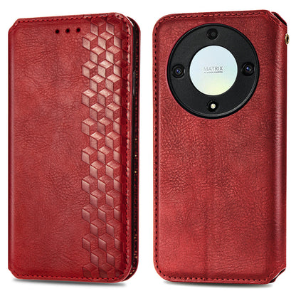 For Honor X40 5G / X9a 5G / Magic5 Lite 5G Rhombus Imprint Shockproof Cover Leather Wallet Stand Phone Case