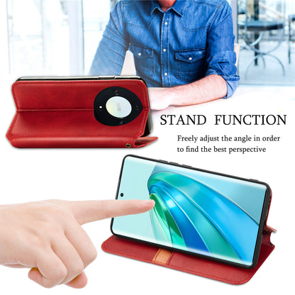 For Honor X40 5G / X9a 5G / Magic5 Lite 5G Rhombus Imprint Shockproof Cover Leather Wallet Stand Phone Case
