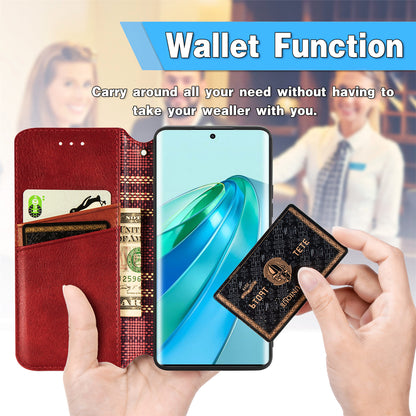For Honor X40 5G / X9a 5G / Magic5 Lite 5G Rhombus Imprint Shockproof Cover Leather Wallet Stand Phone Case