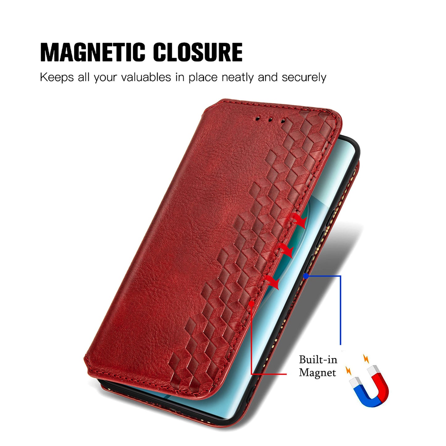 For Honor X40 5G / X9a 5G / Magic5 Lite 5G Rhombus Imprint Shockproof Cover Leather Wallet Stand Phone Case