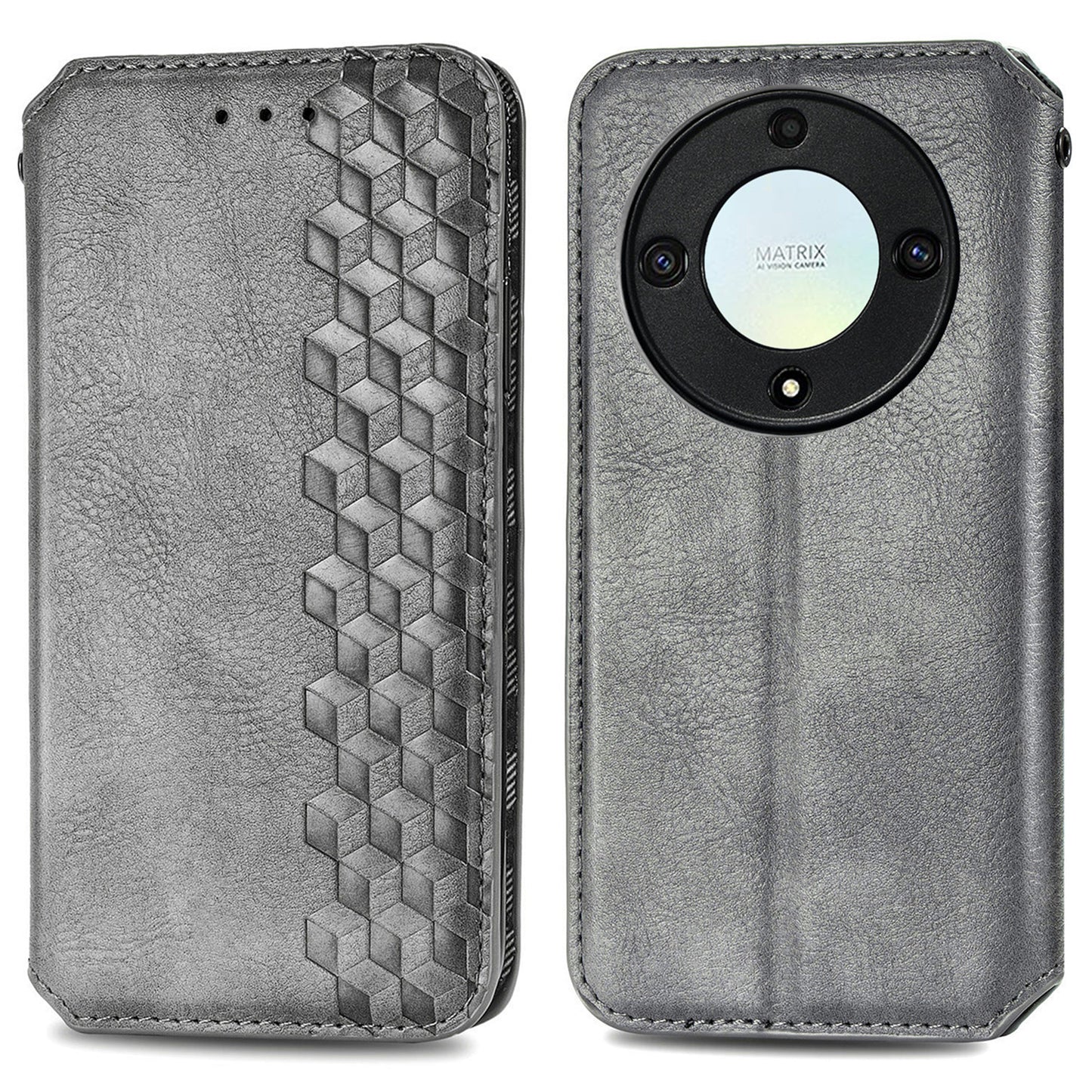 For Honor X40 5G / X9a 5G / Magic5 Lite 5G Rhombus Imprint Shockproof Cover Leather Wallet Stand Phone Case