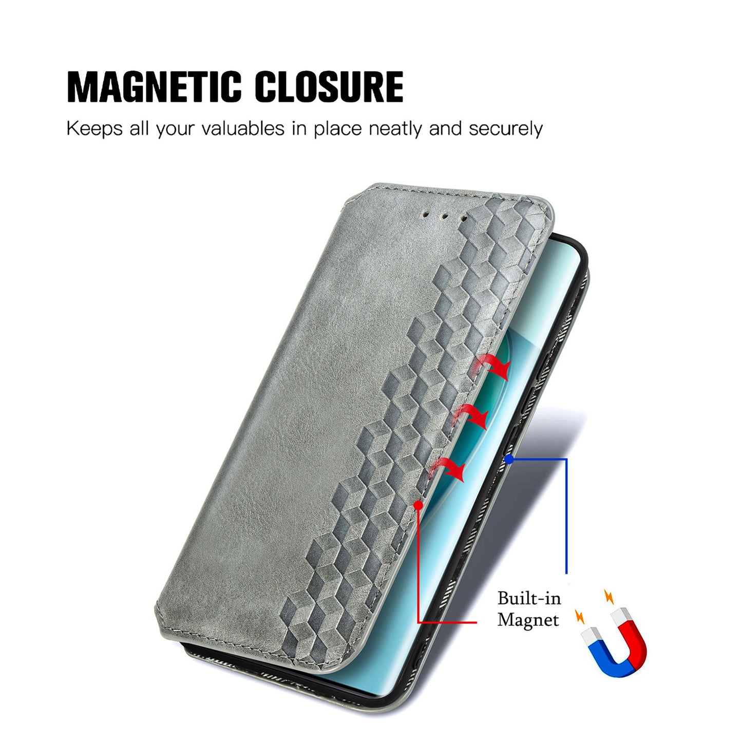 For Honor X40 5G / X9a 5G / Magic5 Lite 5G Rhombus Imprint Shockproof Cover Leather Wallet Stand Phone Case