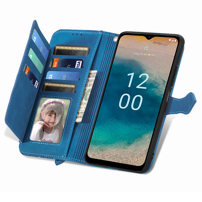 For Nokia G22 Flower Imprinted Stand Wallet Cover Zipper Pocket Leather Anti-drop Phone Case