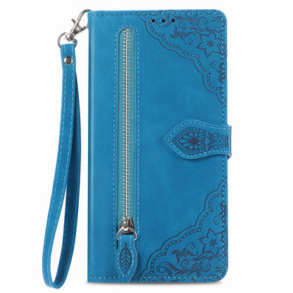 For Nokia G22 Flower Imprinted Stand Wallet Cover Zipper Pocket Leather Anti-drop Phone Case