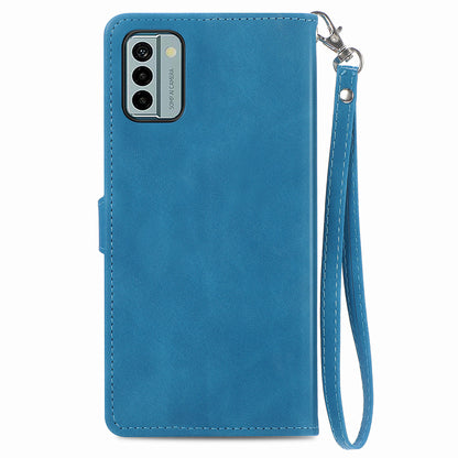 For Nokia G22 Flower Imprinted Stand Wallet Cover Zipper Pocket Leather Anti-drop Phone Case