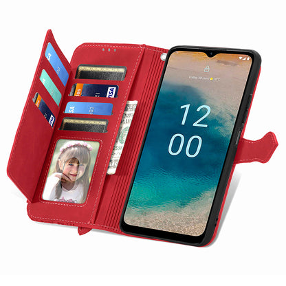 For Nokia G22 Flower Imprinted Stand Wallet Cover Zipper Pocket Leather Anti-drop Phone Case