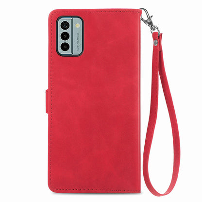 For Nokia G22 Flower Imprinted Stand Wallet Cover Zipper Pocket Leather Anti-drop Phone Case