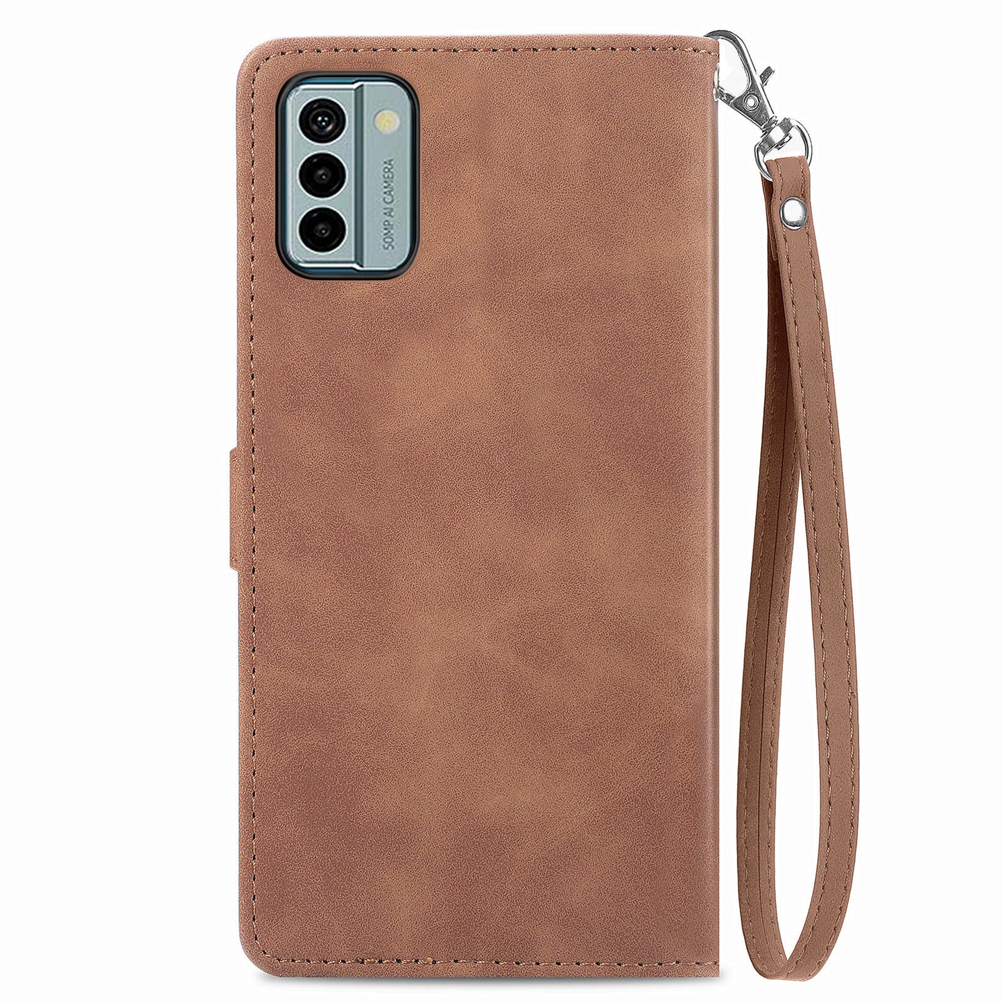 For Nokia G22 Flower Imprinted Stand Wallet Cover Zipper Pocket Leather Anti-drop Phone Case