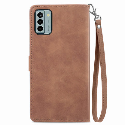 For Nokia G22 Flower Imprinted Stand Wallet Cover Zipper Pocket Leather Anti-drop Phone Case