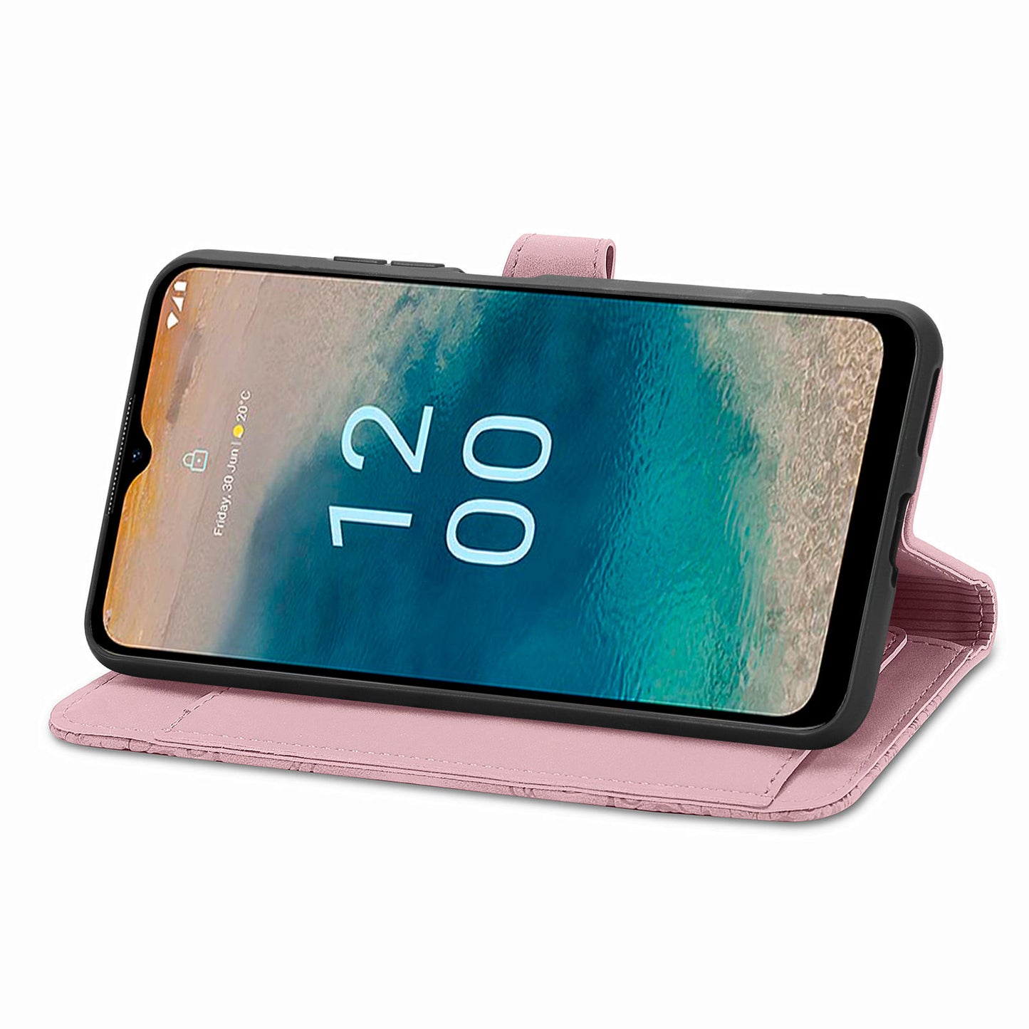 For Nokia G22 Flower Imprinted Stand Wallet Cover Zipper Pocket Leather Anti-drop Phone Case