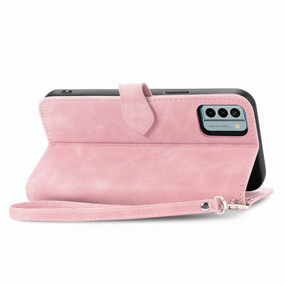 For Nokia G22 Flower Imprinted Stand Wallet Cover Zipper Pocket Leather Anti-drop Phone Case