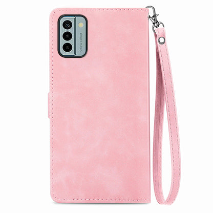 For Nokia G22 Flower Imprinted Stand Wallet Cover Zipper Pocket Leather Anti-drop Phone Case