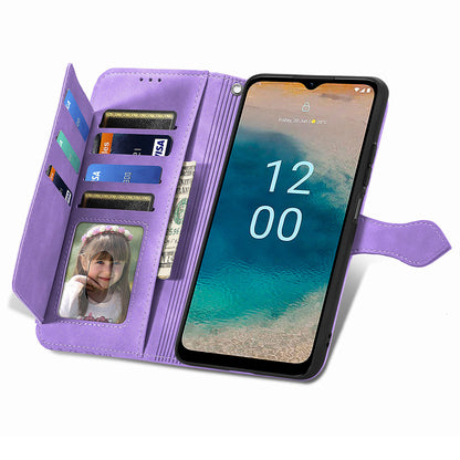 For Nokia G22 Flower Imprinted Stand Wallet Cover Zipper Pocket Leather Anti-drop Phone Case