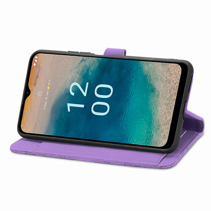 For Nokia G22 Flower Imprinted Stand Wallet Cover Zipper Pocket Leather Anti-drop Phone Case