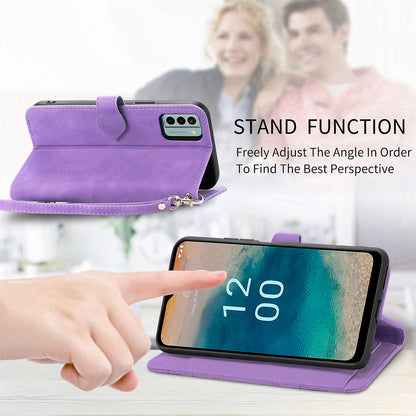 For Nokia G22 Flower Imprinted Stand Wallet Cover Zipper Pocket Leather Anti-drop Phone Case