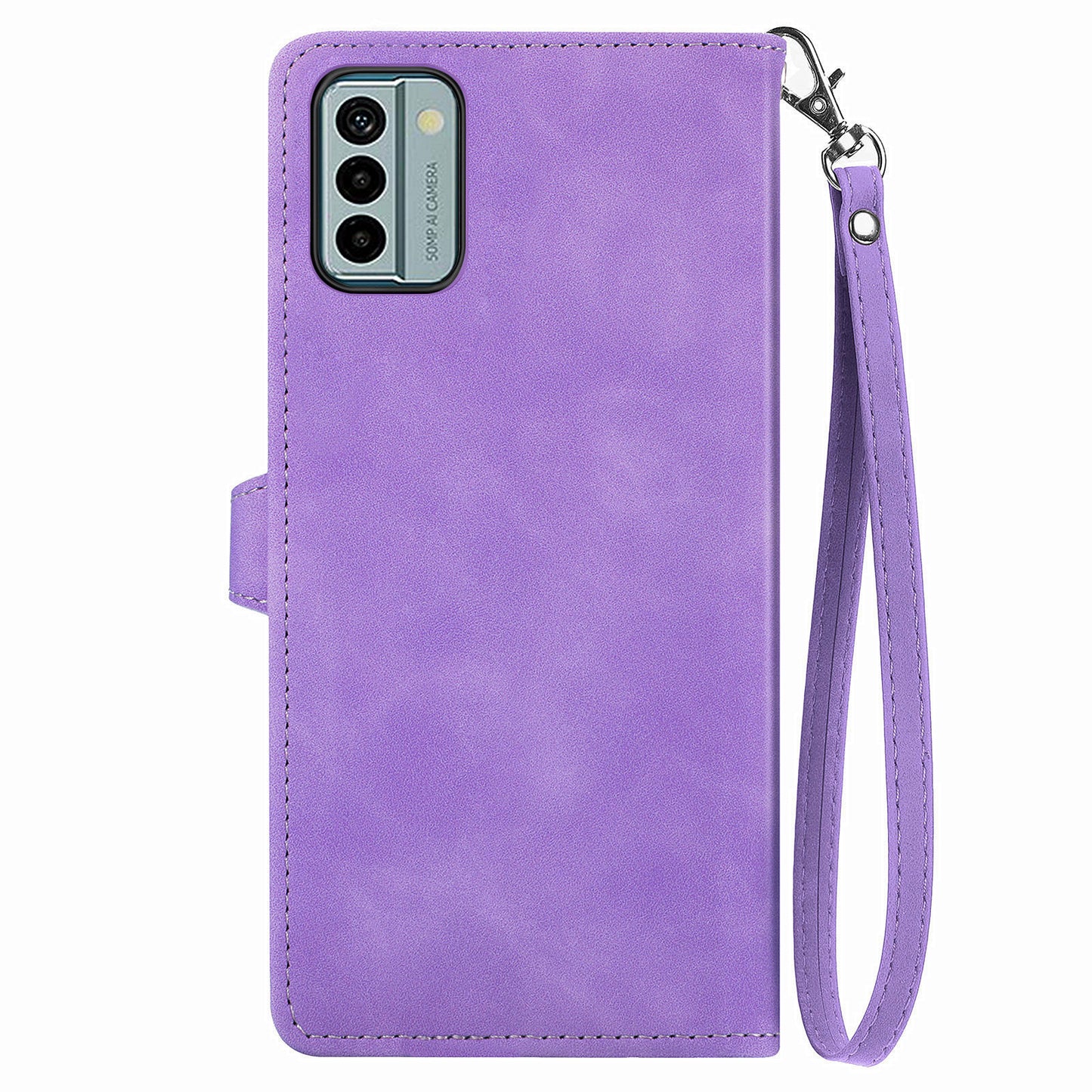 For Nokia G22 Flower Imprinted Stand Wallet Cover Zipper Pocket Leather Anti-drop Phone Case