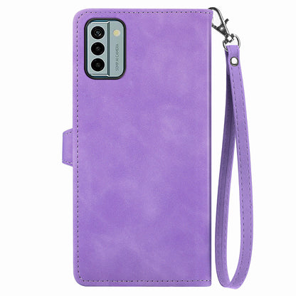 For Nokia G22 Flower Imprinted Stand Wallet Cover Zipper Pocket Leather Anti-drop Phone Case