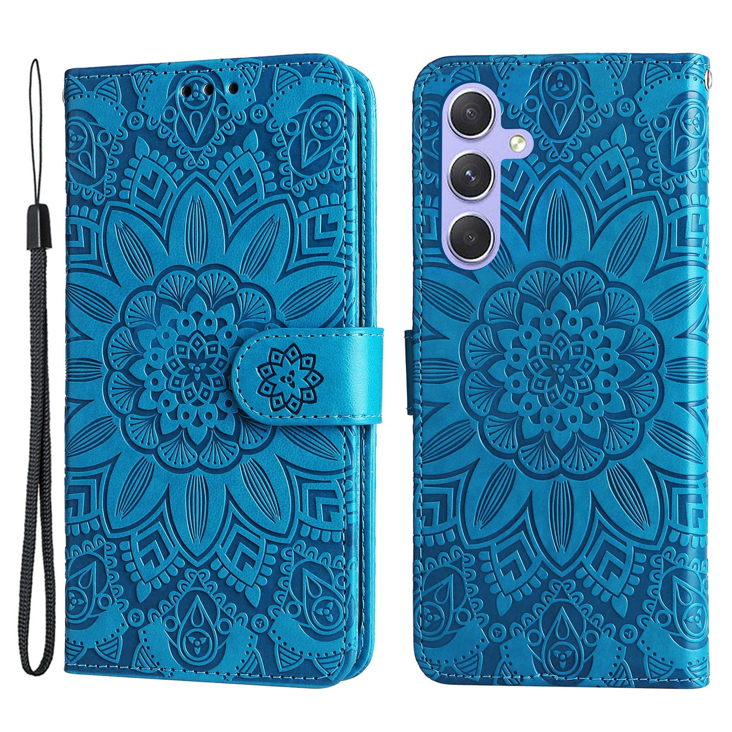For Samsung Galaxy M54 5G / F54 5G PU Leather Flip Phone Case Sunflower Imprinted Stand Wallet Cover
