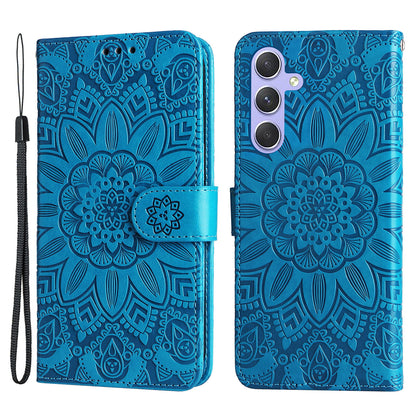 For Samsung Galaxy M54 5G / F54 5G PU Leather Flip Phone Case Sunflower Imprinted Stand Wallet Cover