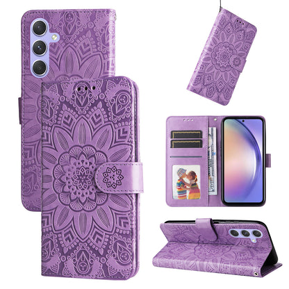 For Samsung Galaxy M54 5G / F54 5G PU Leather Flip Phone Case Sunflower Imprinted Stand Wallet Cover