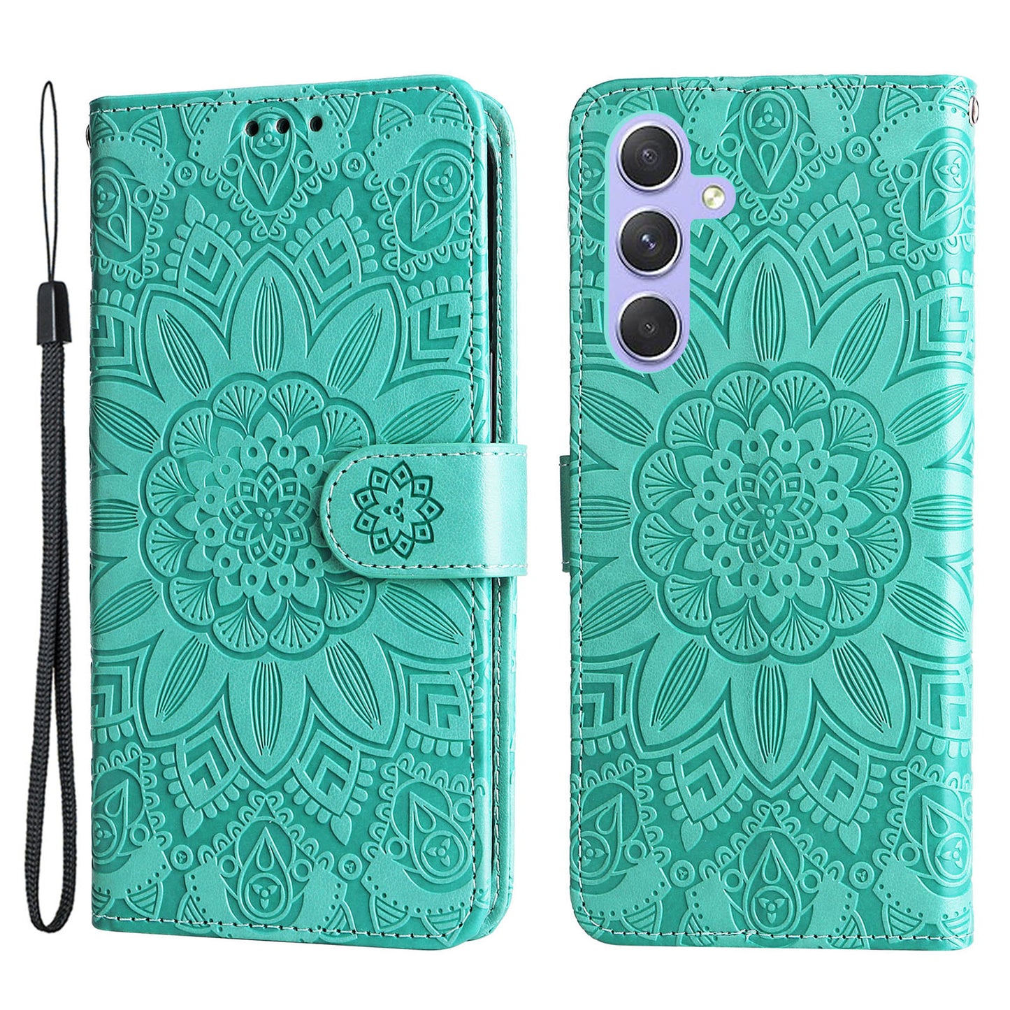 For Samsung Galaxy M54 5G / F54 5G PU Leather Flip Phone Case Sunflower Imprinted Stand Wallet Cover