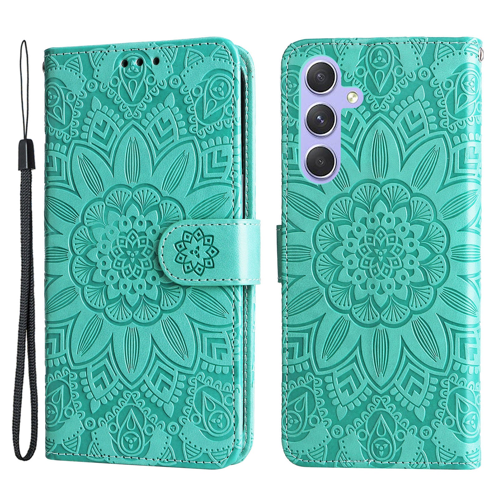 For Samsung Galaxy M54 5G / F54 5G PU Leather Flip Phone Case Sunflower Imprinted Stand Wallet Cover
