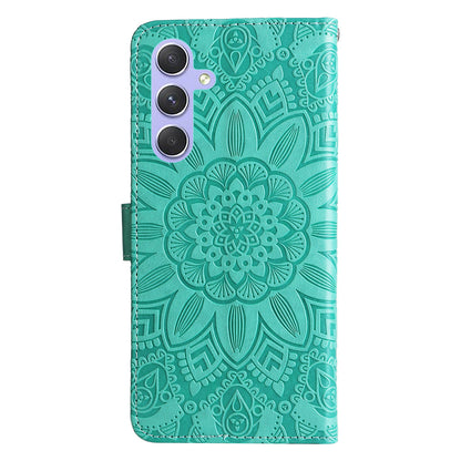 For Samsung Galaxy M54 5G / F54 5G PU Leather Flip Phone Case Sunflower Imprinted Stand Wallet Cover