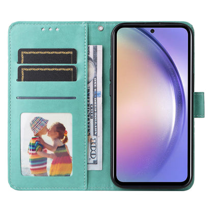 For Samsung Galaxy M54 5G / F54 5G PU Leather Flip Phone Case Sunflower Imprinted Stand Wallet Cover