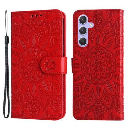 For Samsung Galaxy M54 5G / F54 5G PU Leather Flip Phone Case Sunflower Imprinted Stand Wallet Cover