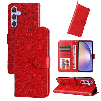 For Samsung Galaxy M54 5G / F54 5G PU Leather Flip Phone Case Sunflower Imprinted Stand Wallet Cover