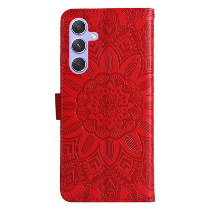 For Samsung Galaxy M54 5G / F54 5G PU Leather Flip Phone Case Sunflower Imprinted Stand Wallet Cover