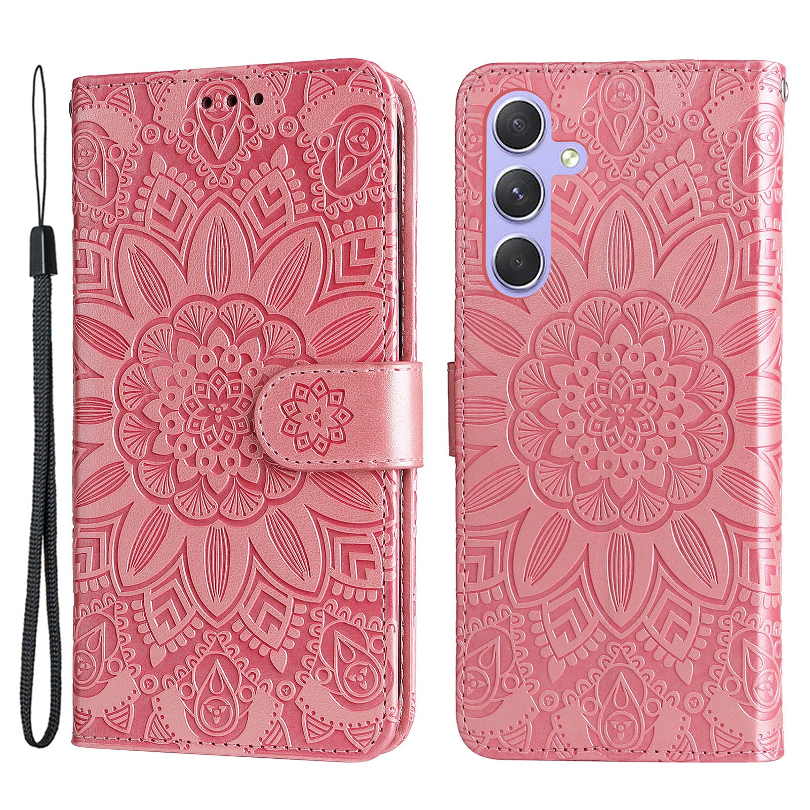 For Samsung Galaxy M54 5G / F54 5G PU Leather Flip Phone Case Sunflower Imprinted Stand Wallet Cover