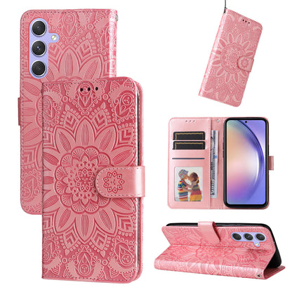 For Samsung Galaxy M54 5G / F54 5G PU Leather Flip Phone Case Sunflower Imprinted Stand Wallet Cover