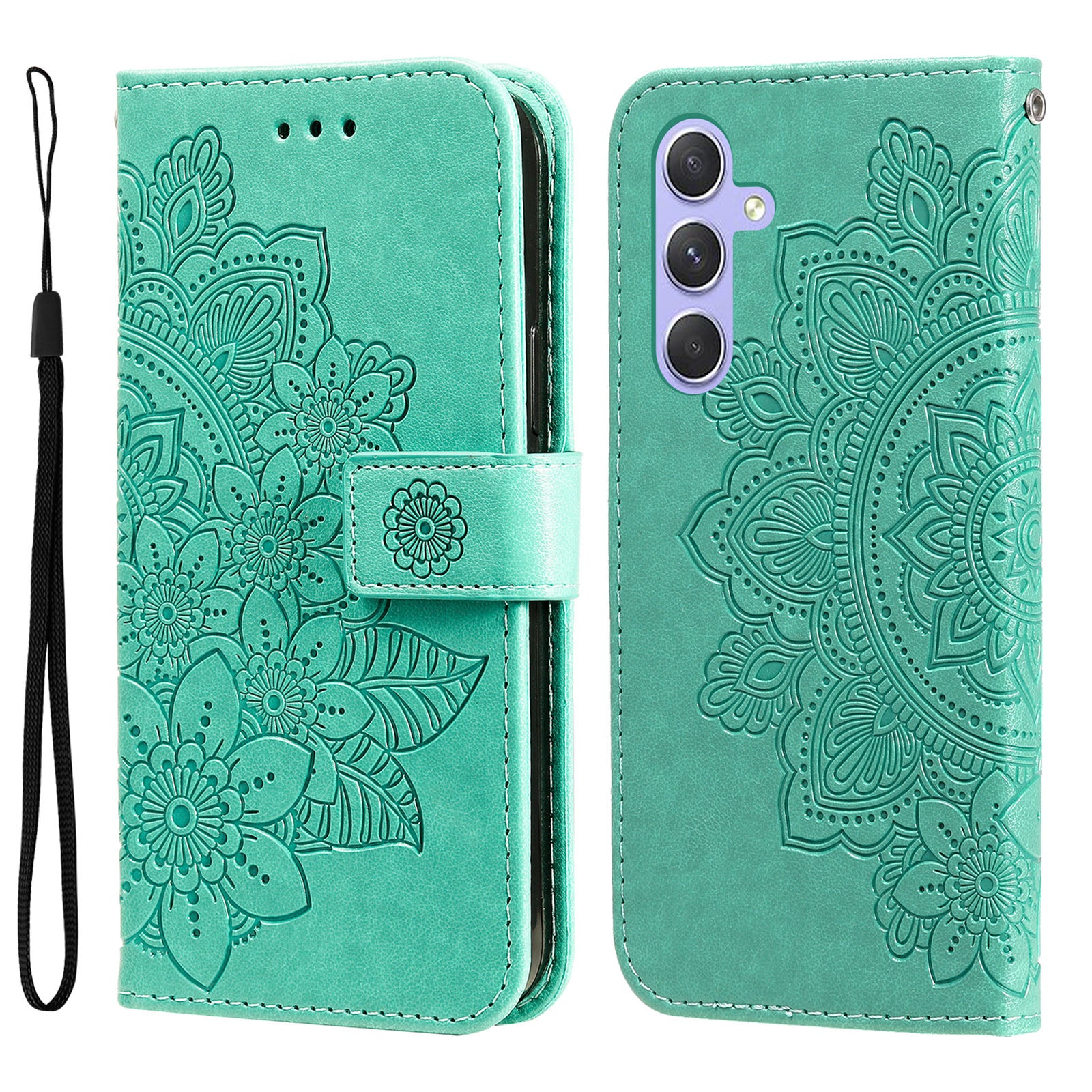 For Samsung Galaxy M54 5G / F54 5G Flower Imprinted Leather Wallet Case Stand Flip Protective Phone Cover